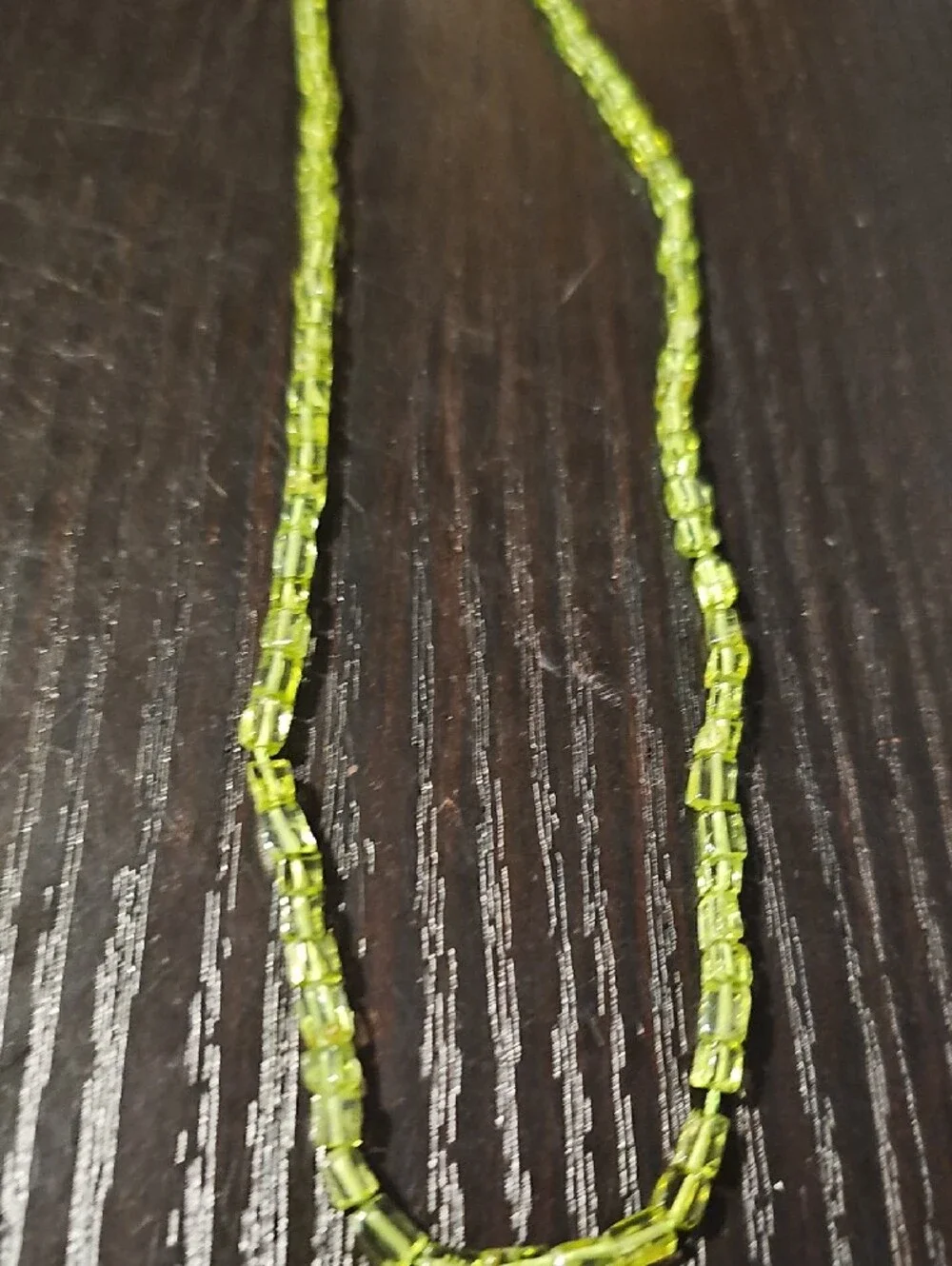 Vintage Peridot Cube Bead Strand Green Gemstone Jewelry Making Estate 1973